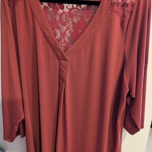 Torrid Rust Blouse with Lace Detail